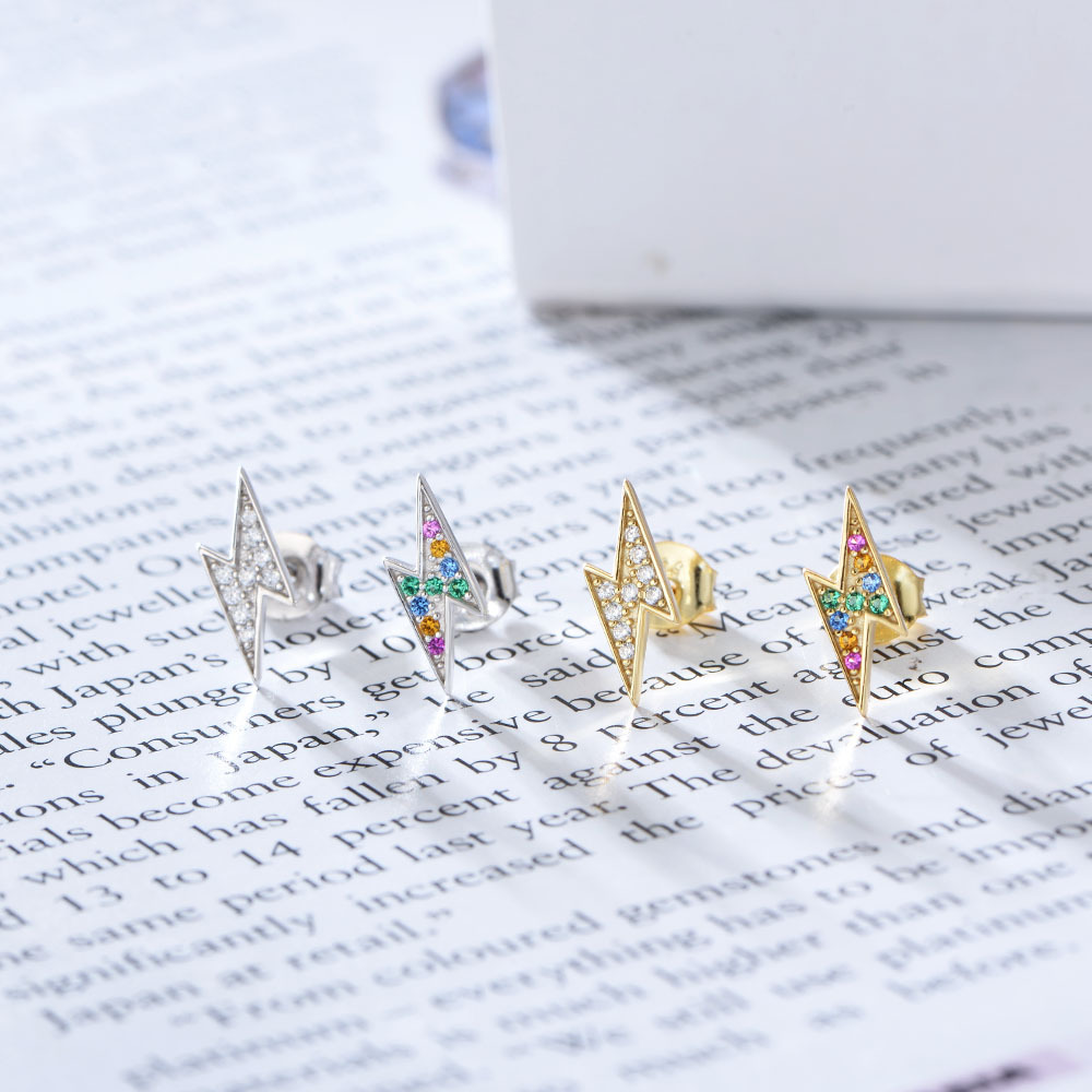 Geometric Lightning Ear Studs