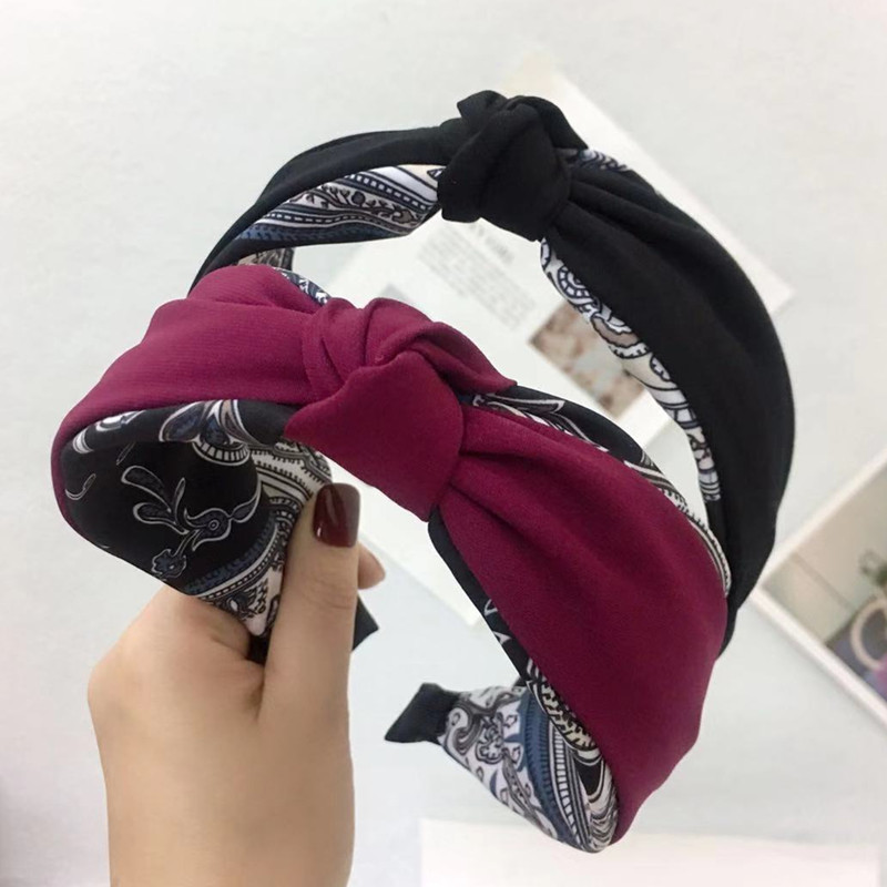Headband Hit Color Middle Knotted Hairpin Korean Version Wide-brimmed Non-slip Headband Hair Accessory display picture 8