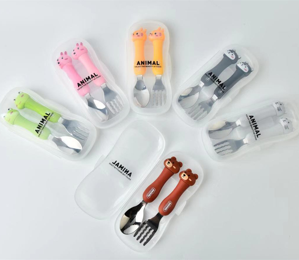 Set de Vajilla Infantil de Acero Inoxidable con Dibujos Animados