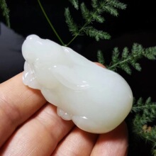 新疆和田玉白玉前途无量吊坠 男女玉坠玉兔吊坠挂件手工厂家批发