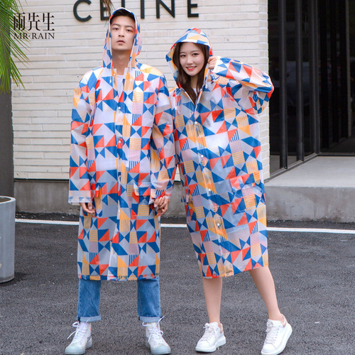 Mr. Rain 356 new thickened adult raincoat cycling travel outdoor hiking raincoat one-piece printed eva rain gear