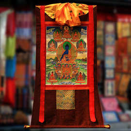 佛事用品批发西藏唐卡装饰用品绿度母菩萨挂画唐卡药师佛像