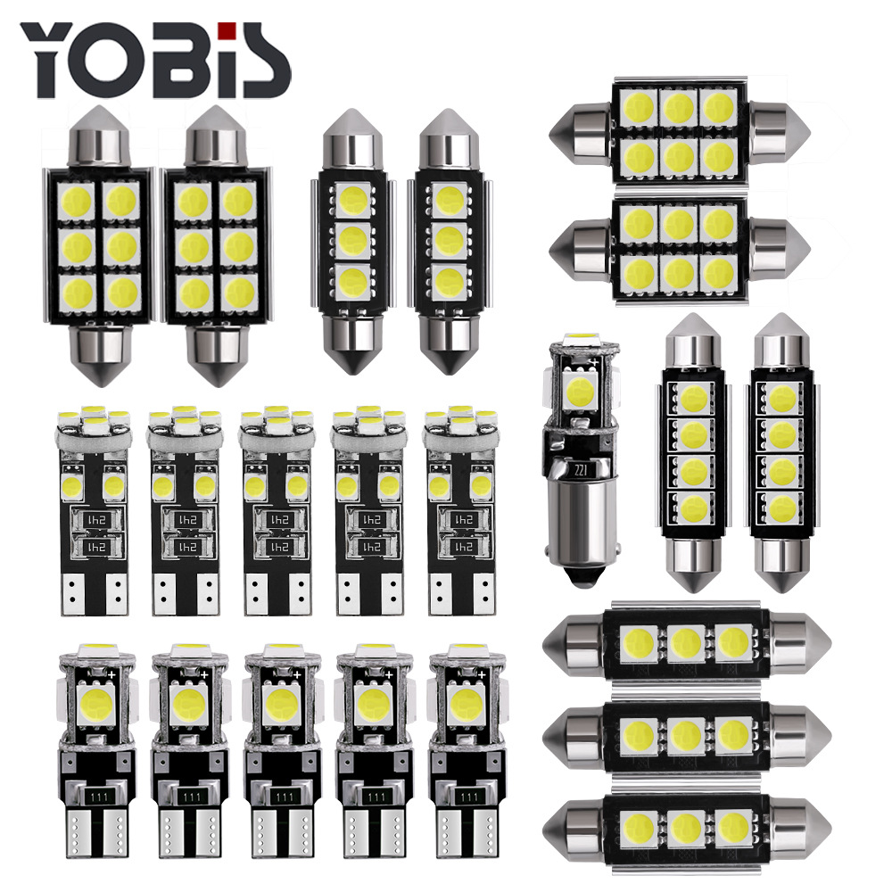 优彼斯20件套汽车LED灯解码灯Canbus阅读灯双尖5050组合Ba9s车灯