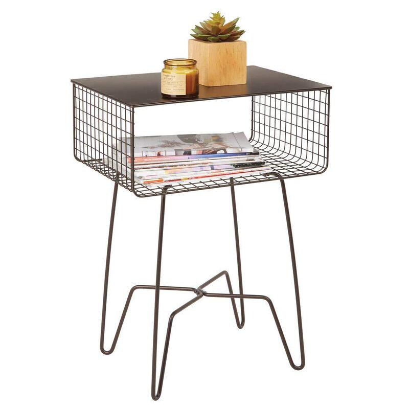 European-style wrought iron tea table/storage rack basket hairpin legs-sturdy retro, rustic, home storage storage table