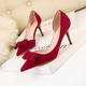 899 - a8 han edition sweet sexy high-heeled shoes high heel with shallow mouth tines hollow-out suede bowknot is women's shoes