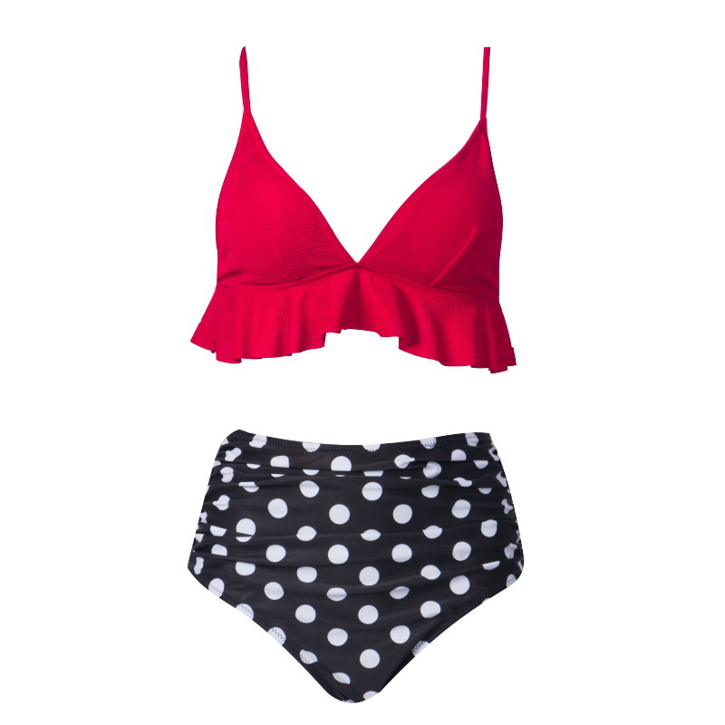 polka dot ruffled bikini  NSHL32983