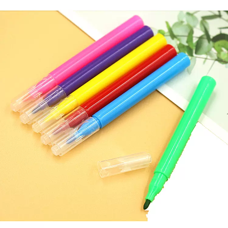 儿童6色水彩笔DIY彩蛋画笔透明帽涂鸦画笔可水洗12色支套装记号笔