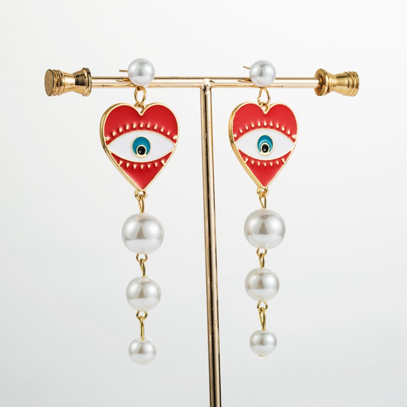 Earrings New Gold-plated Pearl Earrings Fashion Devil Eye Earrings For Women display picture 3