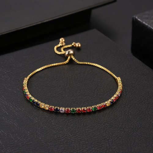 Kerastase, AliExpress cross-border new products, adjustable crystal bracelet for women from European and American manufacturers, with colorful cubic zirconia stones