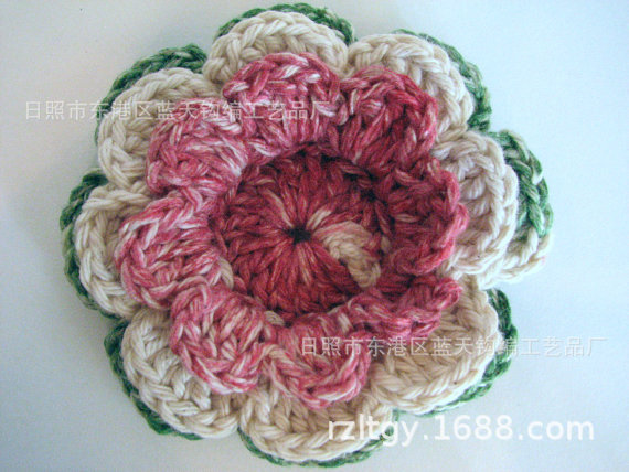 供应毛线钩花，手钩编织工艺品，手钩针钩花毛线花花边辅料