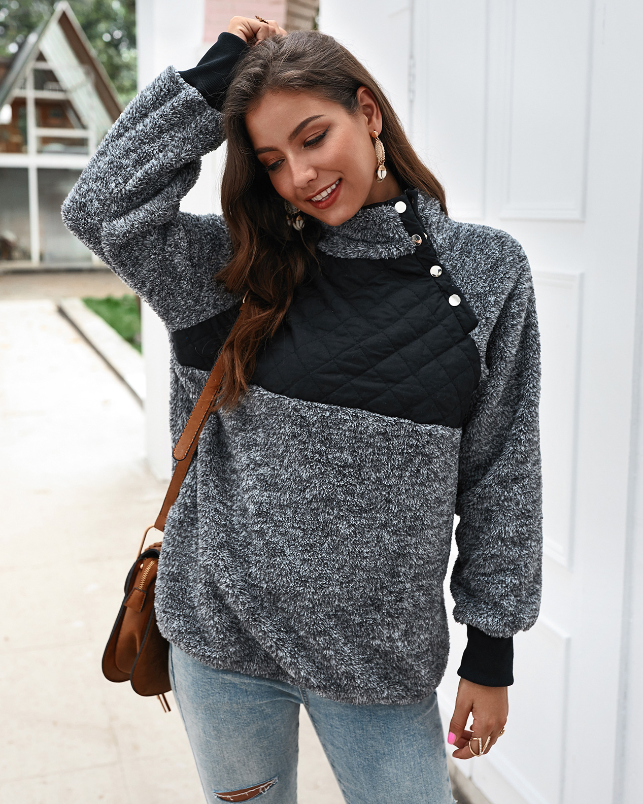 autumn/winter contrast stitching sweater NSDY8182