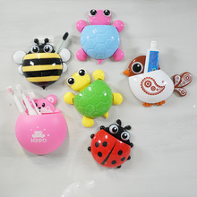 儿童卡通造型蜗牛瓢虫蜜蜂青蛙吸盘式牙刷架浴室壁挂牙膏牙刷收纳