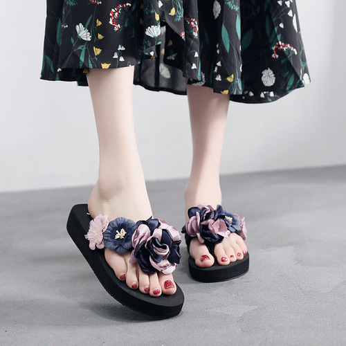 2024 New Ethnic Flower Sandals, One-Piece Outdoor Fashion Non-Slip High Heel Sandals