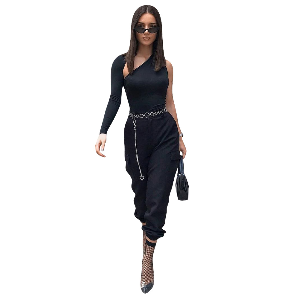 single-sleeve hollow top trousers set nihaostyles clothing wholesale NSNK85415