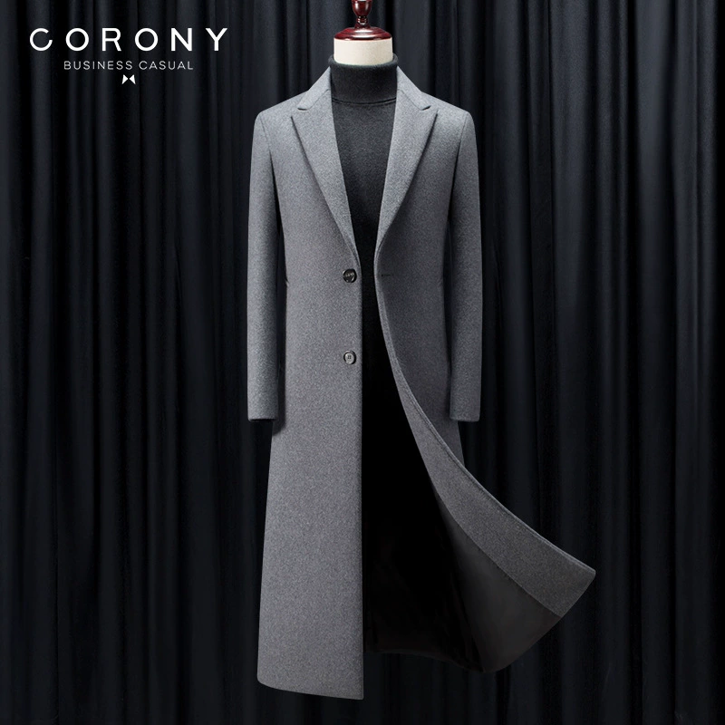 2022 осенне-зимнее толстое шерстяное пальто, деловое повседневное удлиненное мужское ветровка, Зимнее Пальто 9914