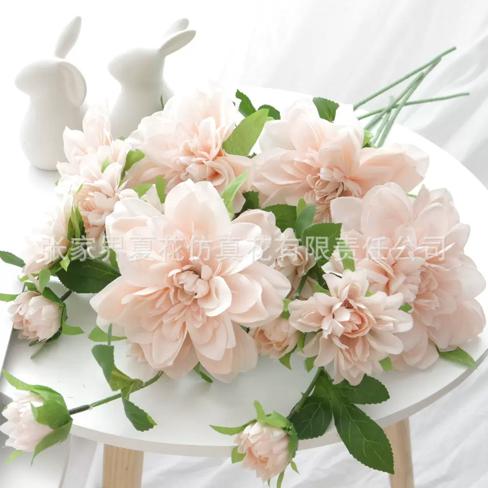 单支仿真大丽菊婚庆大丽花绢花  家居影楼装饰拍摄道具批发货源