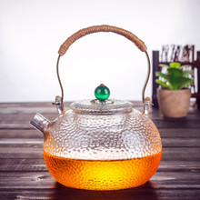 厂家批发锤纹玻璃壶煮茶壶电陶炉专用烧水壶铜把玻璃提梁壶茶壶