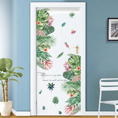 Wall stickers tropical plants living room bedroom literary and warm door Nordic wall decoration stickers smiling face covering flowers