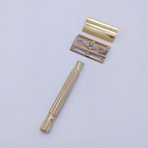 Junjie 999 manual razor holder old-fashioned metal rich gold razor shaving razor comes with blade