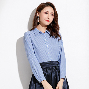 Autumn New Shirt Long Sleeve Striped Cotton Shirt Female