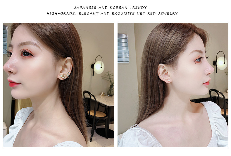 High-quality Butterfly Asymmetric Personality Ear Clip S925 Silver Pin Integrated Earrings display picture 10