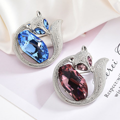 胸針高級感小眾輕奢奧地利水晶可愛狐狸西服胸花氣質衣飾別針批發