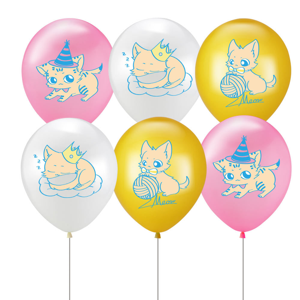 新款 12寸卡通猫咪 宠物派对乳胶气球 宠物生日主题派对装饰用品
