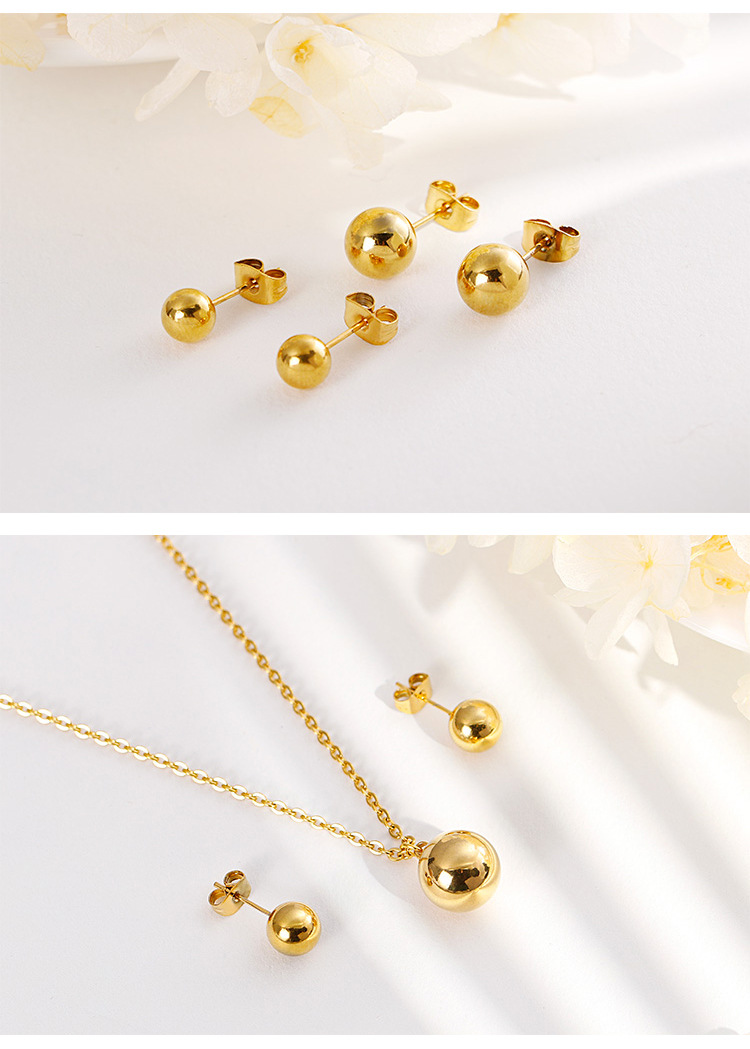 new fashion golden glossy small round bead jewelry necklace earring set