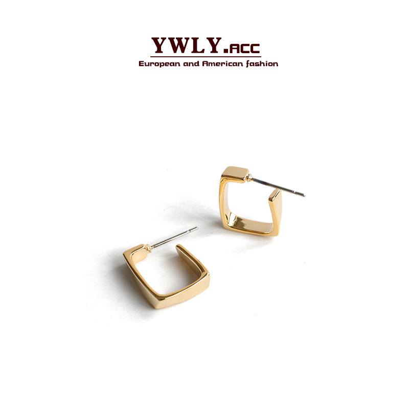 欧美立体方形耳钉 极简矩形ins冷淡风创意设计时尚耳圈耳环耳饰女