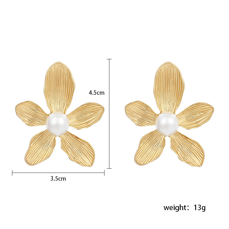 20g Weight Earrings Classification Wedding, Travel Occasion Women'S Gender Gold, Silver Color Fashion Flower Pearl Alloy Earrings 无