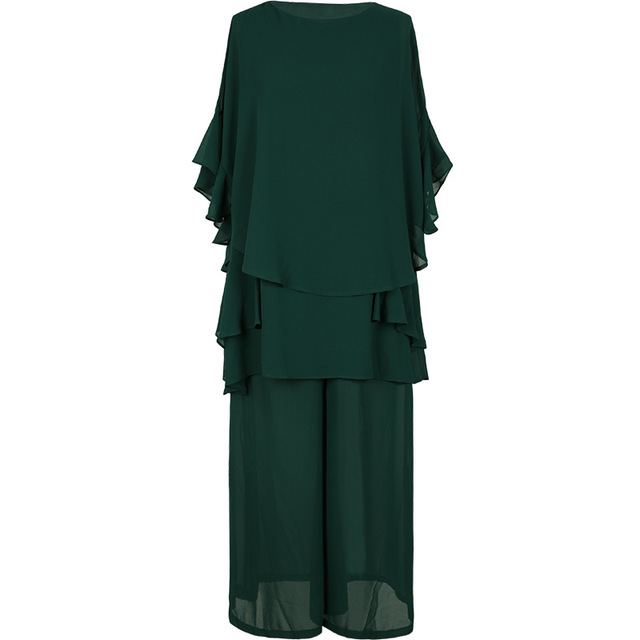 Lotus Leaf Edge Trousers Chiffon Broad-legged Trousers Two-piece 