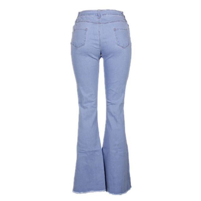 Women’s jeans Vintage hole solid color flare jeans pants