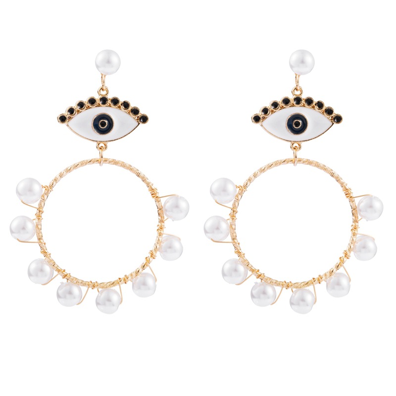 Pendientes New Devil&#39;s Eye Pendientes Fashion Punk Style Pearl Earrings Para Mujeres display picture 3