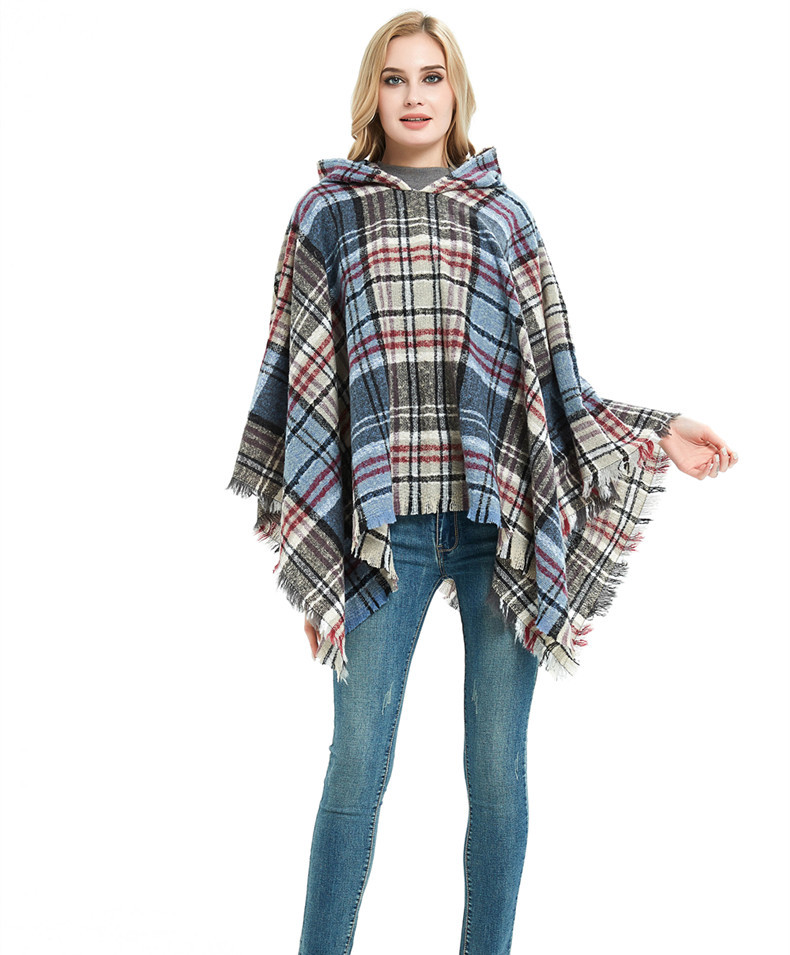 Capa a cuadros con capucha unisex otoño invierno poncho_voghion.com