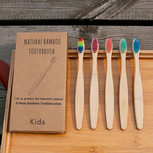 Children's Toothbrush Toothbrush Set Children's Toothbrush Soft-Bristled Bamboo Toothbrush Set Household Bamboo Toothbrush 5 Pack of 10