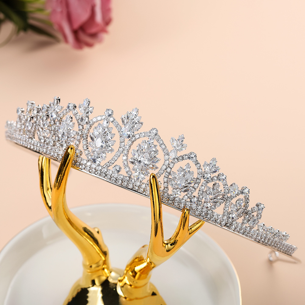Fashion New Crown Diamond Headband Zircon Crown Bridal Headdress Wedding Jewelry display picture 4