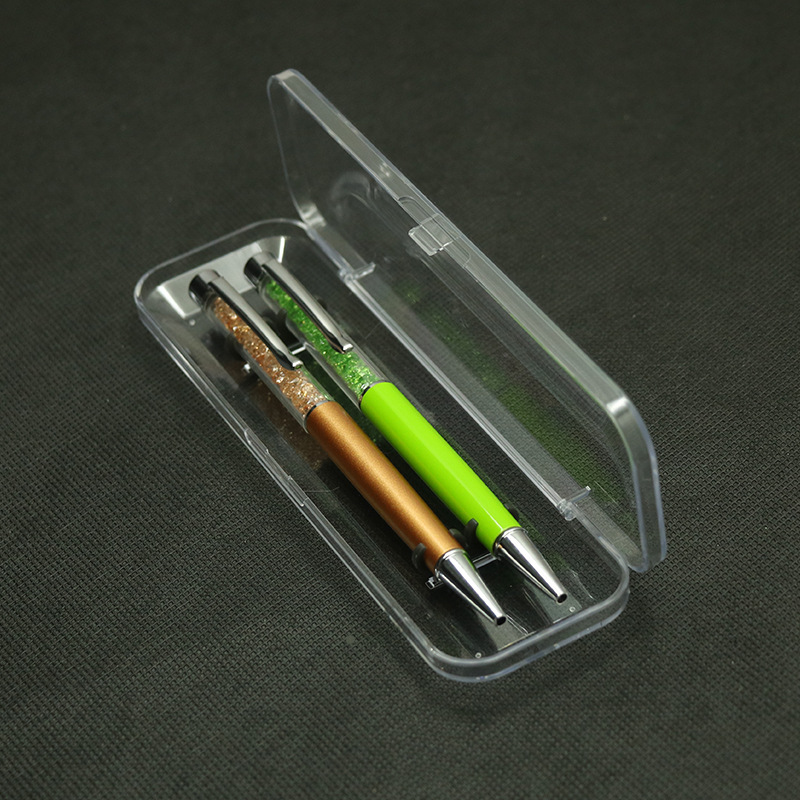 厂家现货 双支眉笔盒化妆刷收纳盒 塑料透明对笔笔盒高清透亮|ms