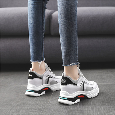 Spring ladies 2019 new pattern Exercise shoes Korean Edition 6cm Versatile Net Red Ultra-fire The thickness of the bottom Diddy