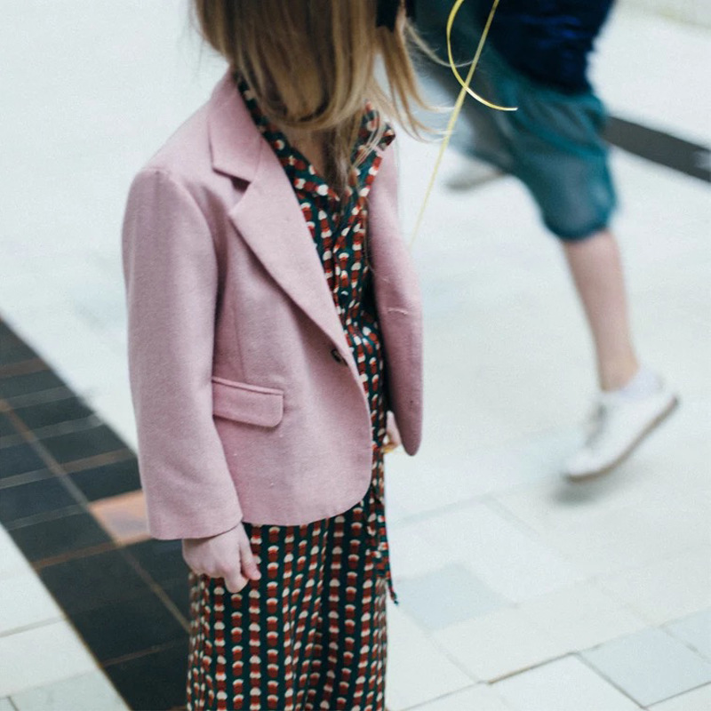 Solid color fuchsia retro classic suit jacket