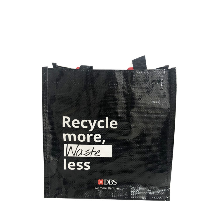 环球UNIVERSAL,BSCI/fama验厂黑色亮膜编织袋购物手提袋无纺布袋