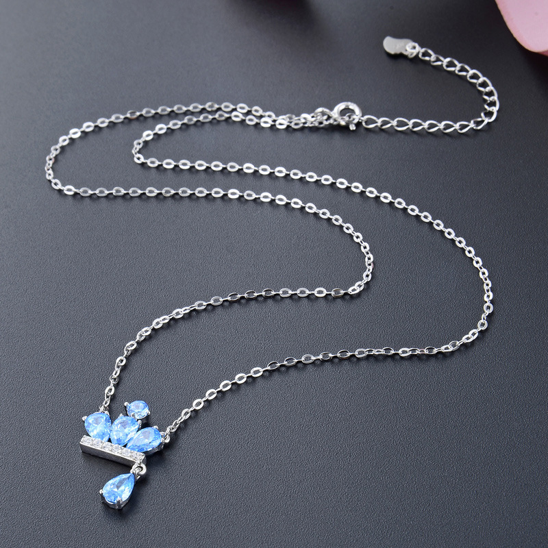 Venta caliente Transfronteriza Popular corona de diamantes s925 Collar de plata de las mujeres corta clavícula conjunto cadena original suministro directo al por mayor