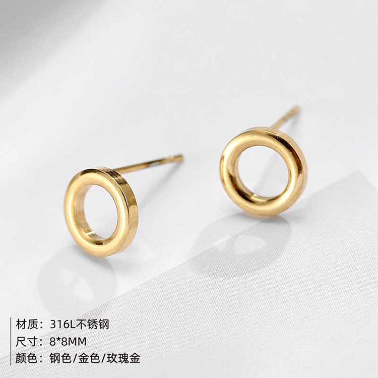 Fashion Geometric Stainless Steel No Inlaid 14K Gold Plated Earrings display picture 12