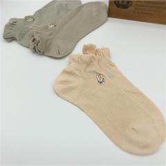 春夏新款彼菲兔糖果色船襪 泡泡口褶皺花邊薄款無骨短襪棉襪
