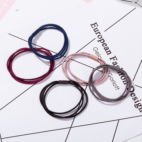 Korean three-in-one hair rope, small fresh hair rope, high elastic rubber band, adult simple ponytail hair accessory