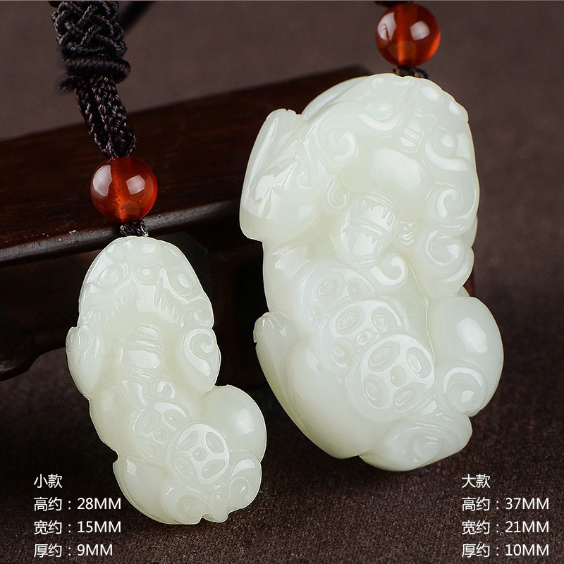 玉器工艺品新疆和田玉白玉背三钱貔貅吊坠男女款挂件厂家一件代发