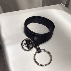 2023 Four Seasons Korean Style New Fashion Large Hoop Women's Leather Wide Belt Korean Style Pin Buckle Belt Women's Trendy