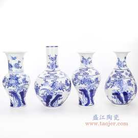 景德镇陶瓷器青花瓷花瓶家居插花装饰品新中式客厅电视柜礼品摆件
