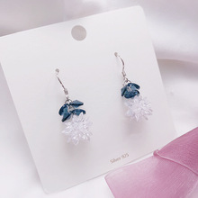 奥地利炫彩水晶时尚冰花925纯银耳钩耳环耳饰白雪花耳吊