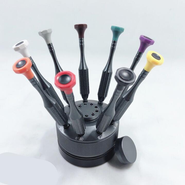 修表工具 九支起子套装 带活动螺丝刀座 全钢一字十字螺丝批 起子