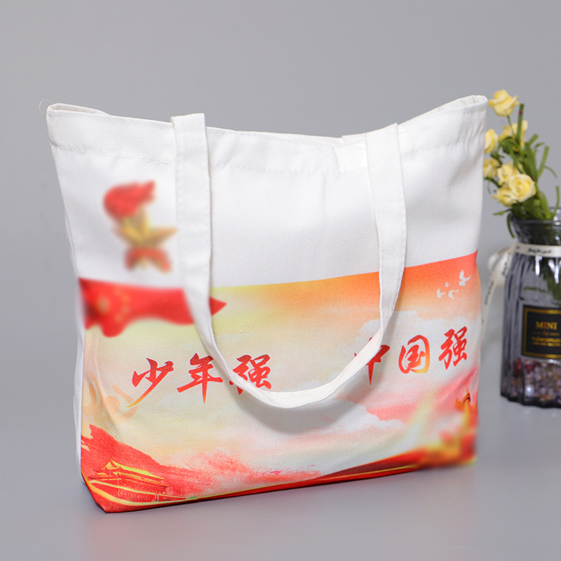 学生校园纹路细密印花环保帆布袋子夏天贴心手袋纯色帆布包中国风